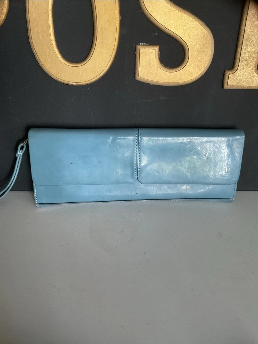 💜💜💜Light Blue Leather Wristlet Clutch - Women Bags